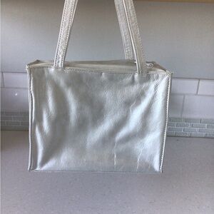 Metallic Silver Tote Bag with Double Top Handles